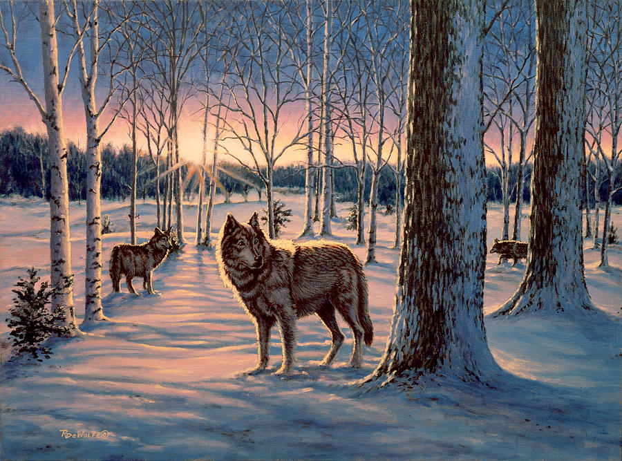 Nature Painting - Hunters at Twilight by Richard De Wolfe