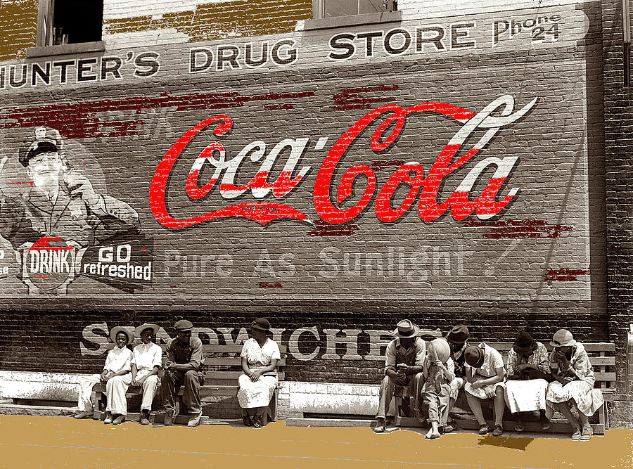 Hunters Drug store Coca-Cola mural Greensboro Georgia Marion Post Wolcott FSA Spring 1939-2014  Photograph by David Lee Guss