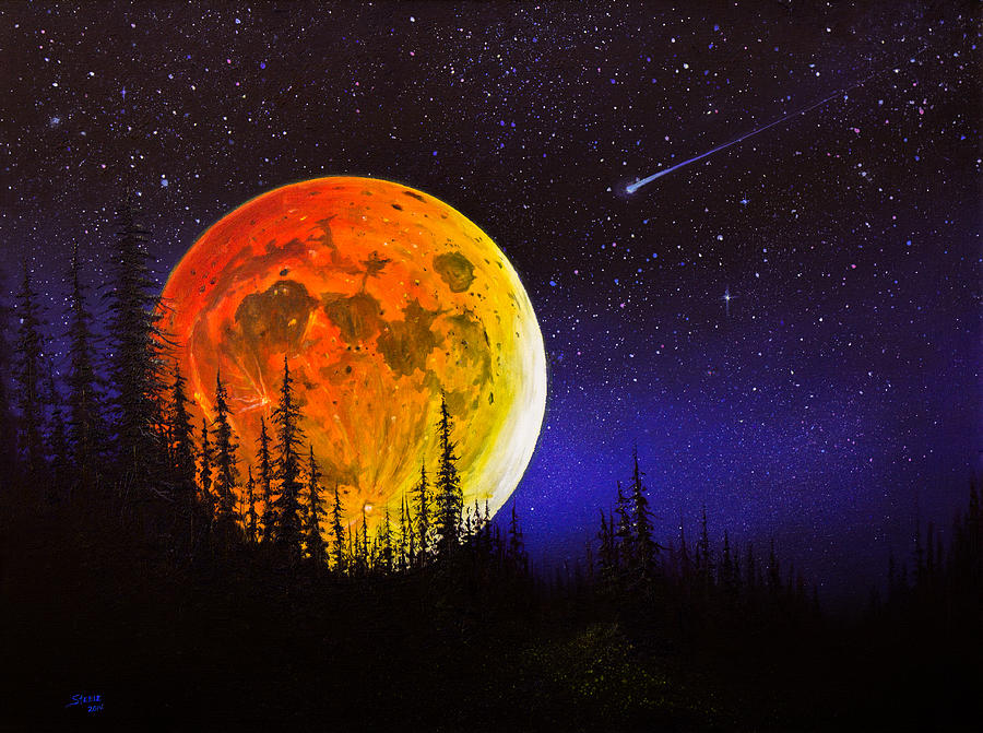 Hunter's Harvest Moon Painting by Chris Steele