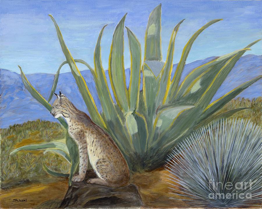 Hunting Bobcat Painting by Manny Schaal