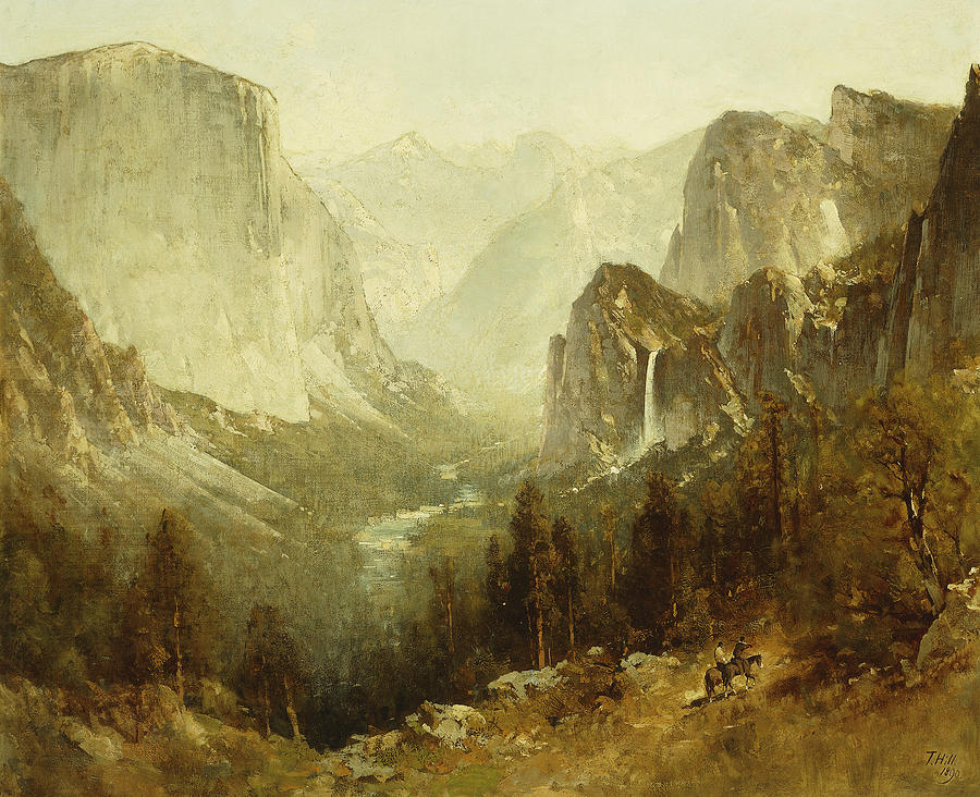 Yosemite National Park Painting - Hunting In Yosemite by Thomas Hill