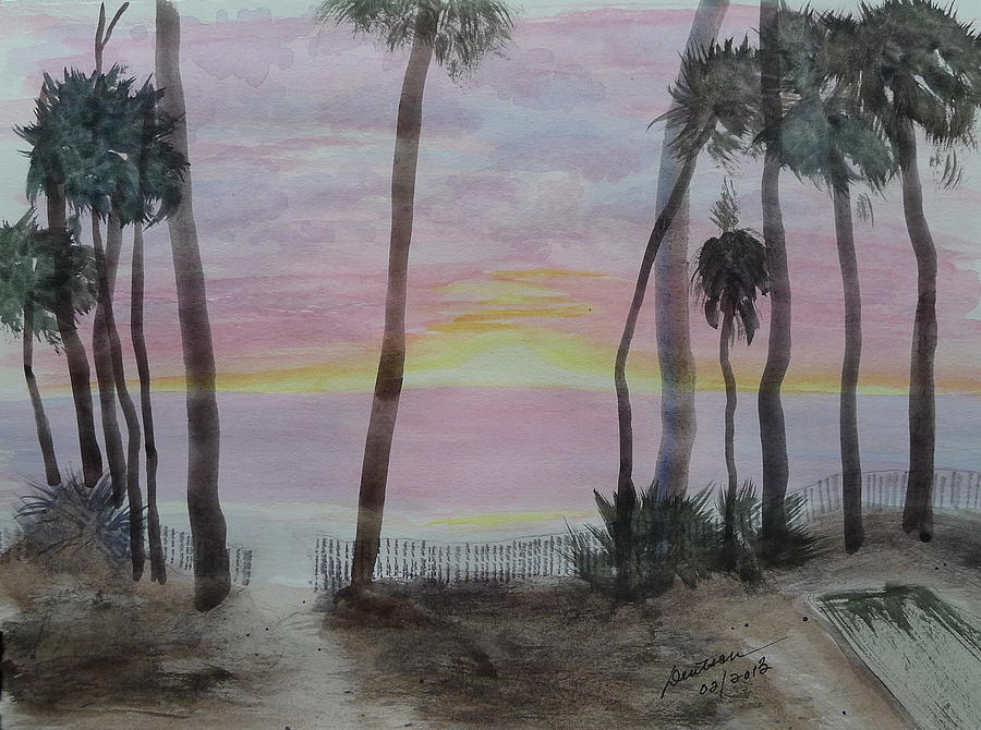 Hunting Island Sunrise - sketch Painting by Joel Deutsch