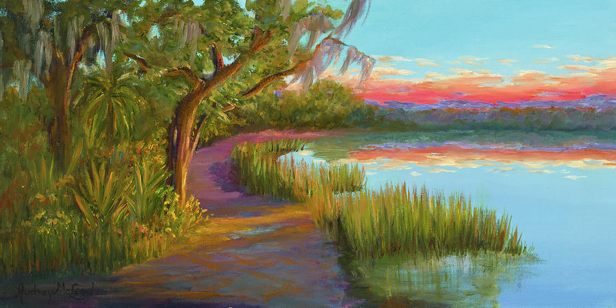 Hunting Island Sunset Painting by Audrey McLeod