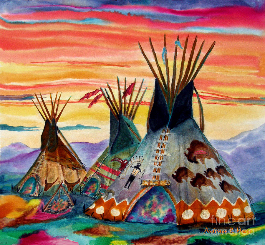 Hunting Lodges  Northern Plains Painting by Anderson R Moore