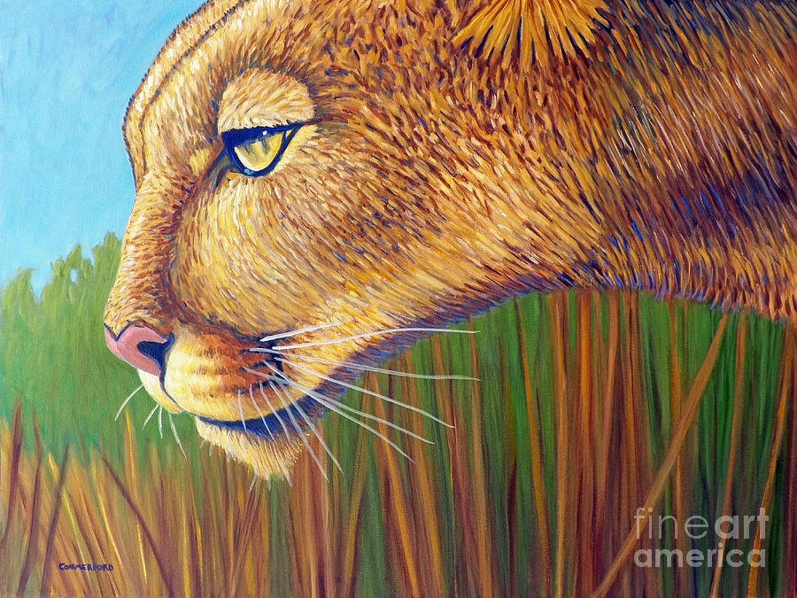 Cat Painting - Hunting Love and Serenity by Brian  Commerford