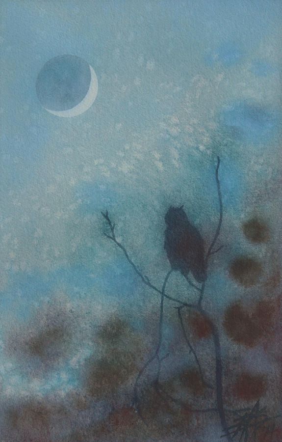 Owl Painting - Hunting Moon III or Great Horned Owl in Tecolote Canyon by Robin Street-Morris Owl Painting - Hunting Moon III or Great Horned Owl in Tecolote Canyon by Robin Street-Morris