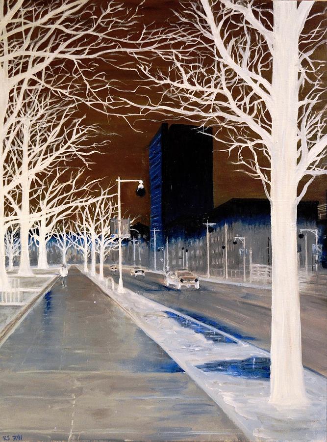 Dark Painting - Huntington Ave Boston by Karen Strangfeld Dark Painting - Huntington Ave Boston by Karen Strangfeld