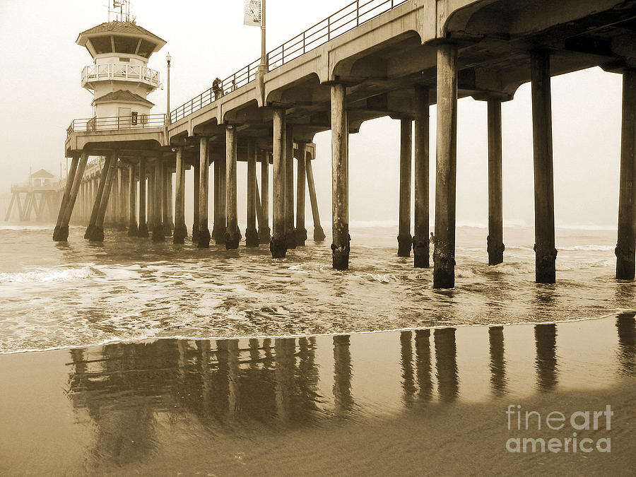 Huntington Beach Pier - Vintage Photograph by Cheryl Del Toro