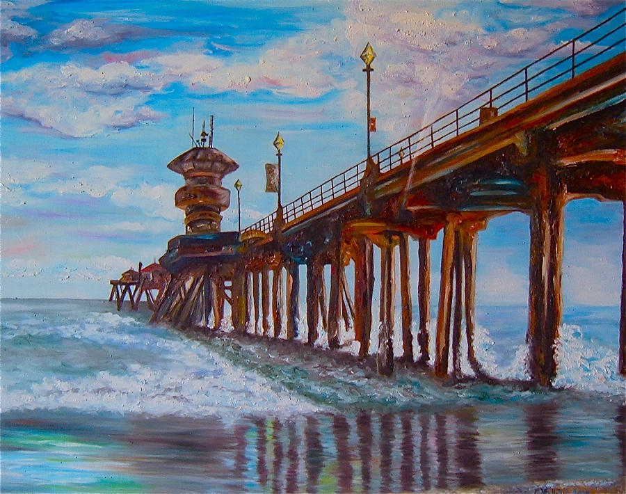 Huntington Beach Pier 2 Painting by Carol Tsiatsios