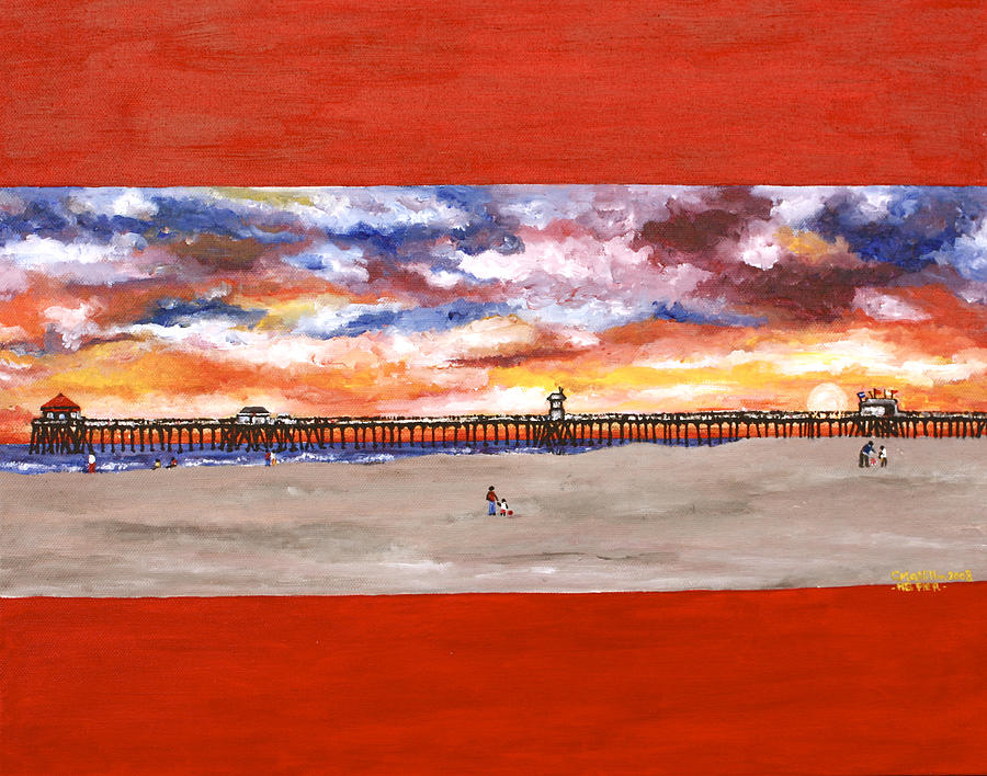 Huntington Beach Pier 3 Painting by Carol Tsiatsios