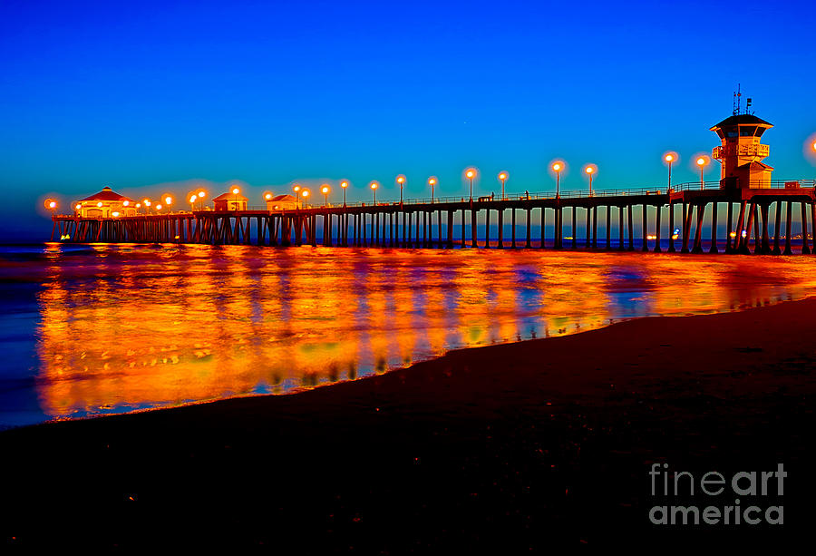 Huntington Beach Pier - Nightside Photograph by Jim Carrell