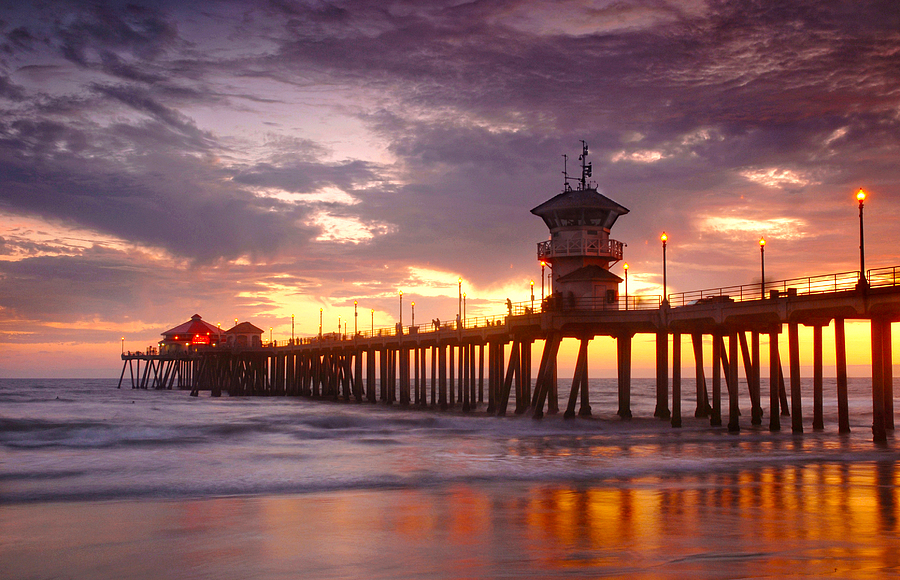 Huntington Beach Pier Sunset Photograph by Dung Ma - Pixels