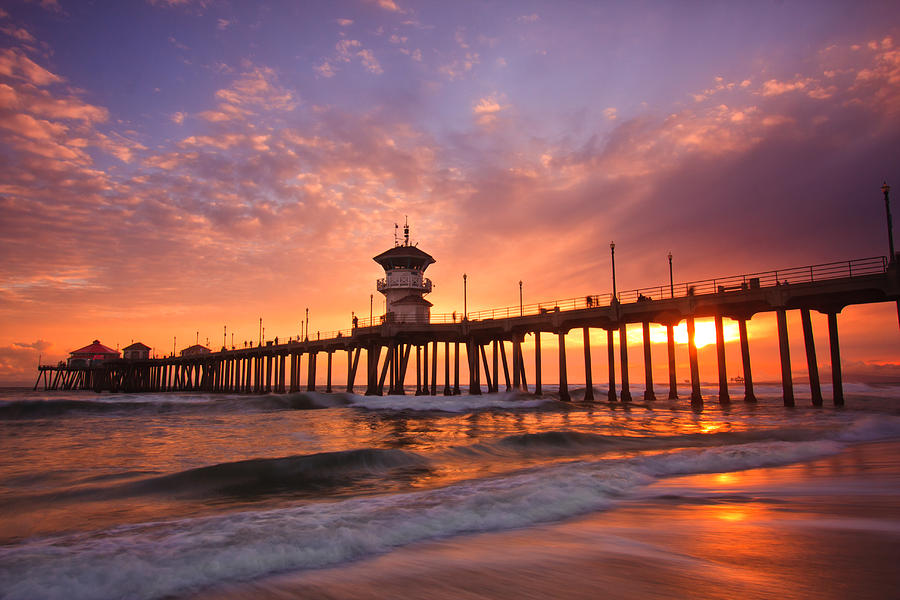 Huntington Beach Pier Sunset Photograph by Raegan Zschach - Fine Art ...