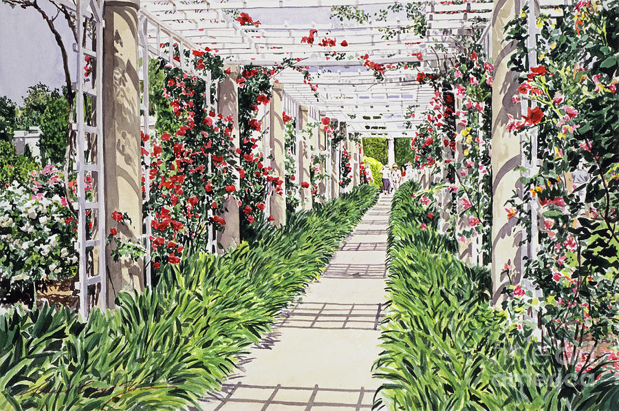 Garden Painting - Huntington Rose Arbor by David Lloyd Glover