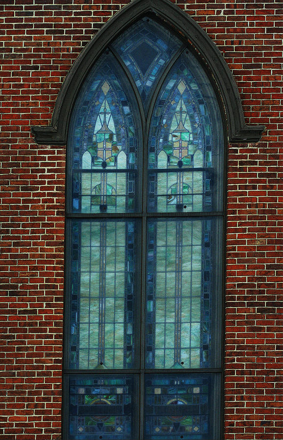 Brick Photograph - Stained Glass Arch Window by Lesa Fine