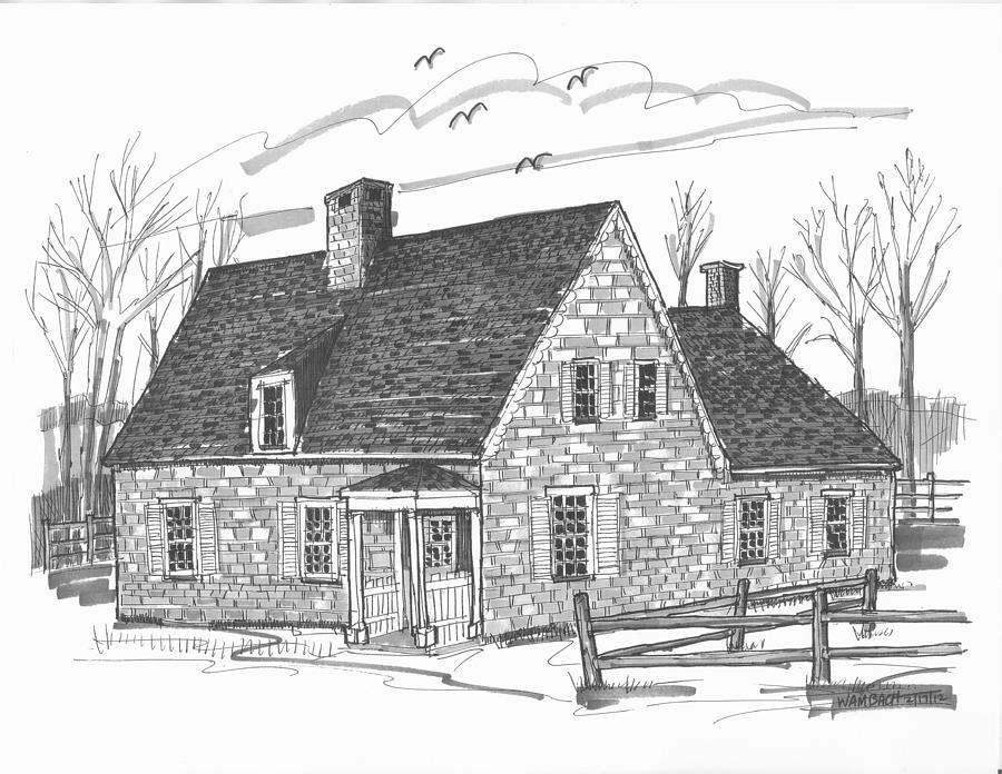 Hurley Stone House Drawing by Richard Wambach