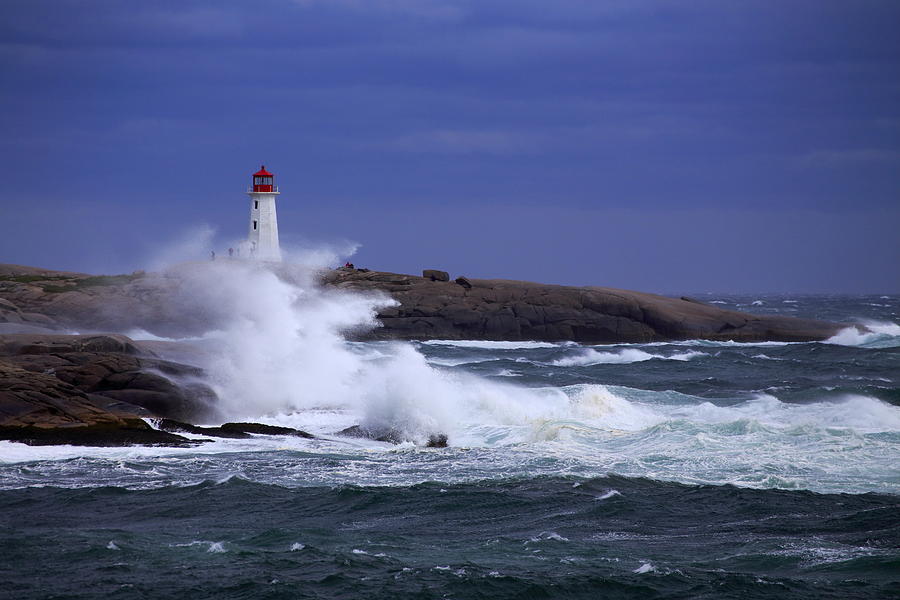 Lighthouse Photograph - Hurricane Arthur 2014 hits Peggys Cove by Gary Corbett