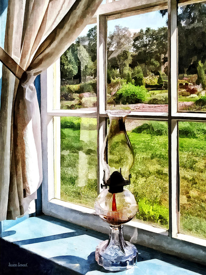 Hurricane Lamp in a Sunny Window Photograph by Susan Savad