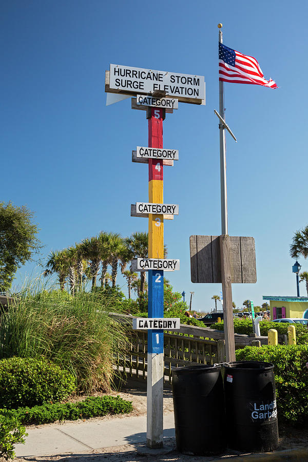 Hurricane Storm Surge Warning Marker Photograph By Jim West Science 