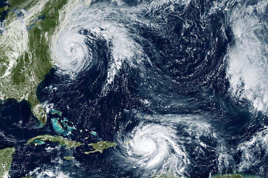 Hurricanes Maria And Jose Photograph by Nasa Earth Observatory/joshua Stevens/nasa-noaa Goes/science Photo Library