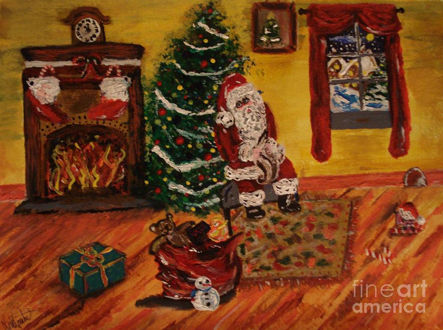 Christmas Painting - Hurry Up Santa by Lori Lovetere