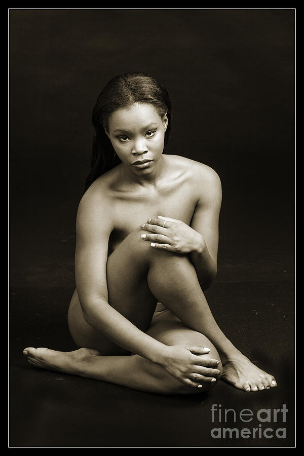 Black And White Photograph - Hurt Look African Nude 1008.01 by Kendree Miller