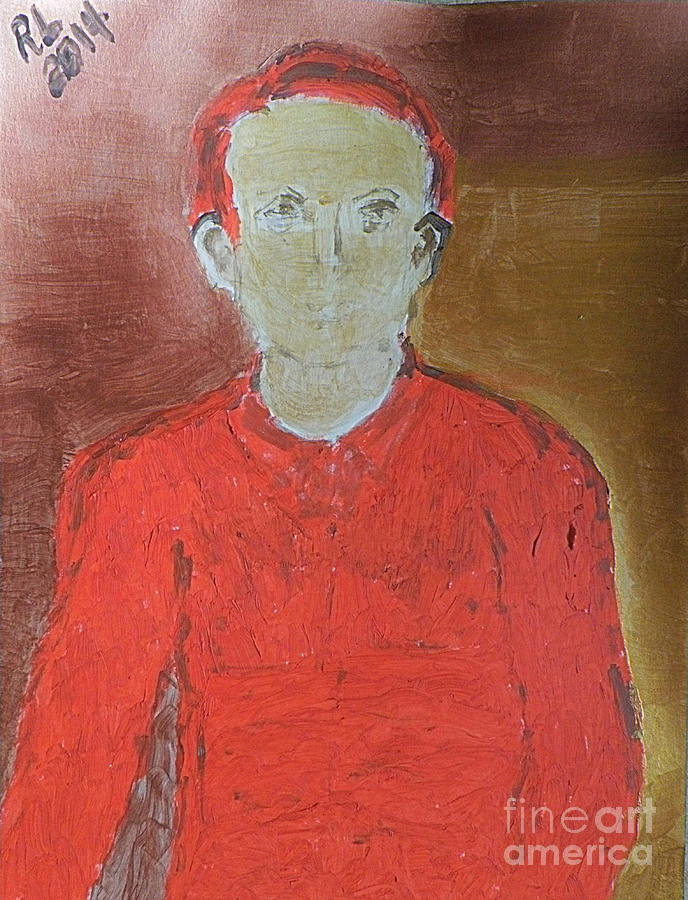 Golden Husband in Red Sweater 1 Painting by Richard W Linford