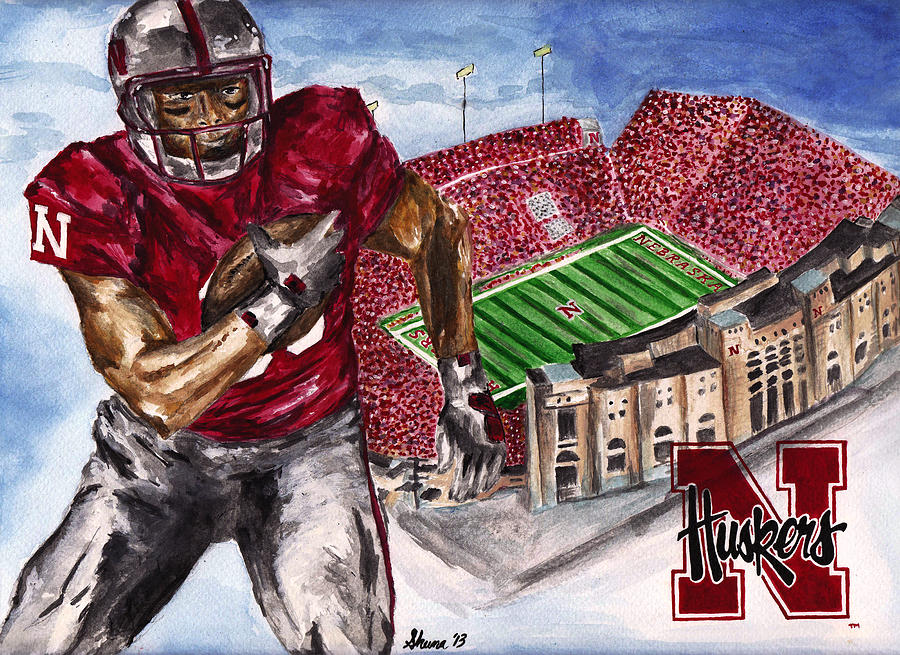 Football Painting - Huskers by Sheena Pape