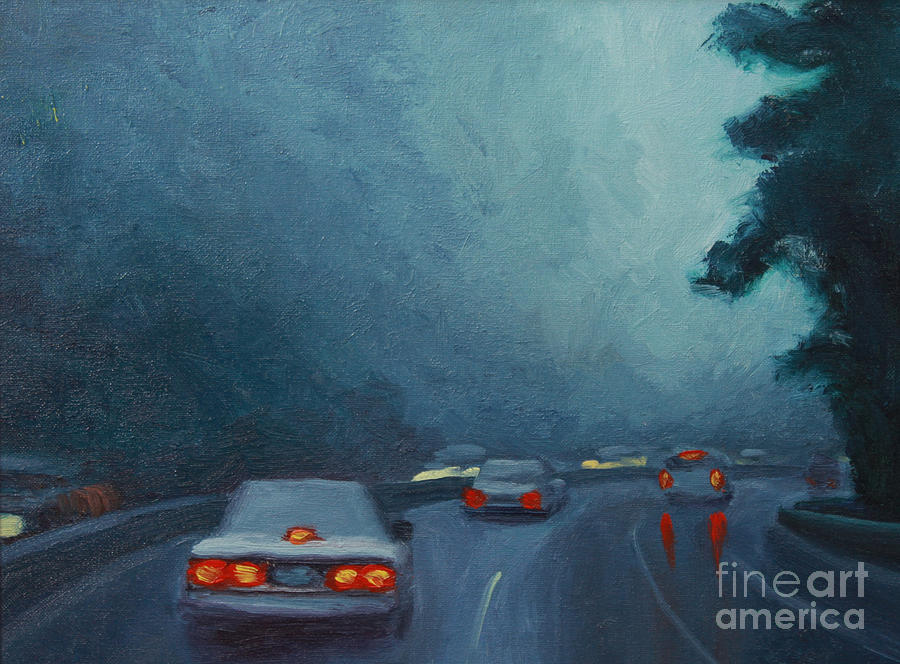 Car Painting - Hwy 17 Study 01 by Guenevere Schwien