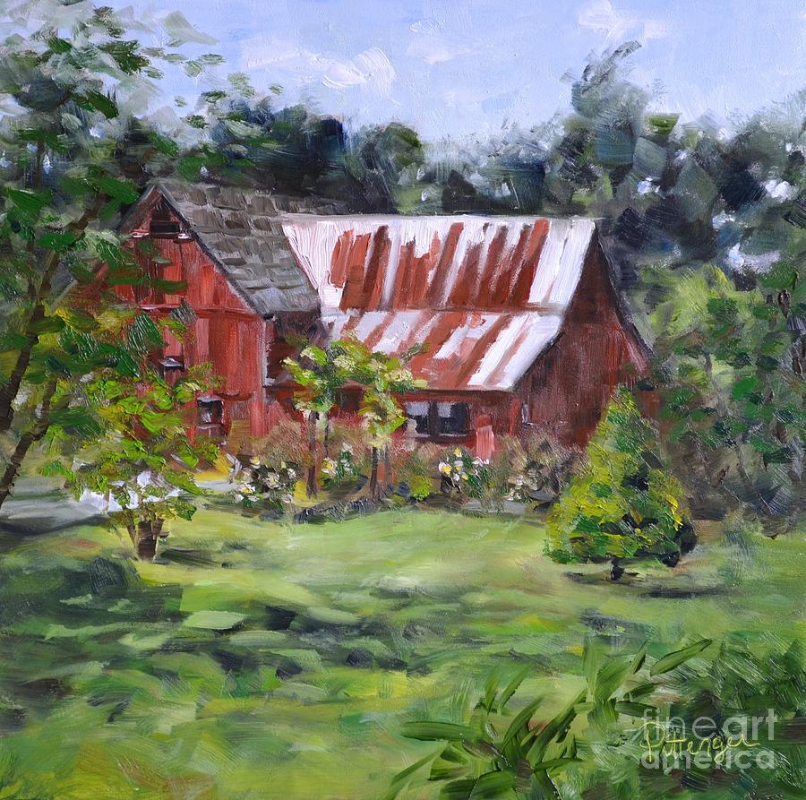 Barn Painting - Hwy 2 Roadside Barn by Lori Pittenger