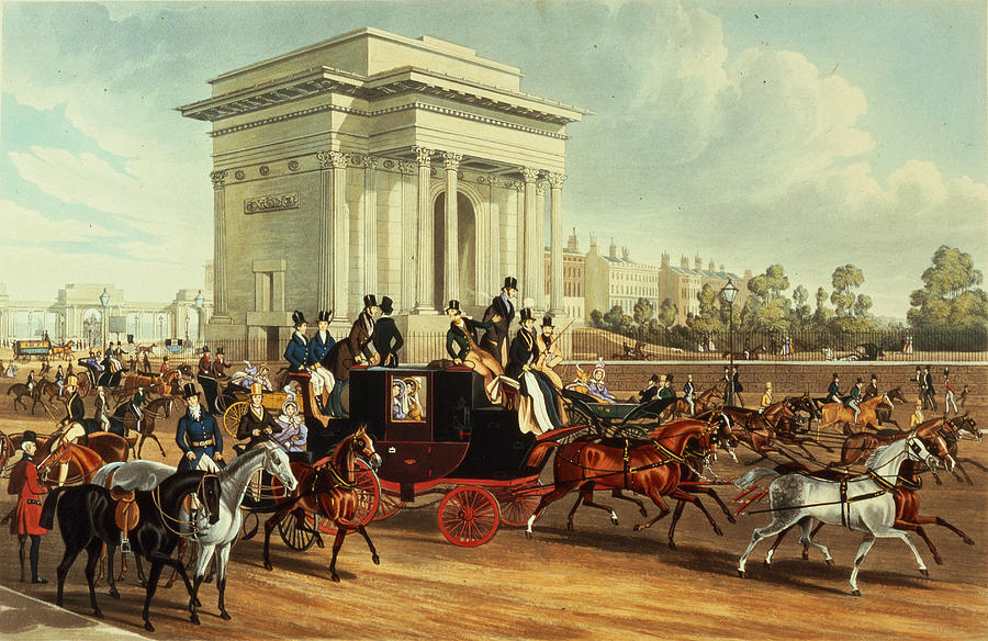 Horse Photograph - Hyde Park Corner, After James Pollard, Published By Ackermann, 1836 Aquatint by English School