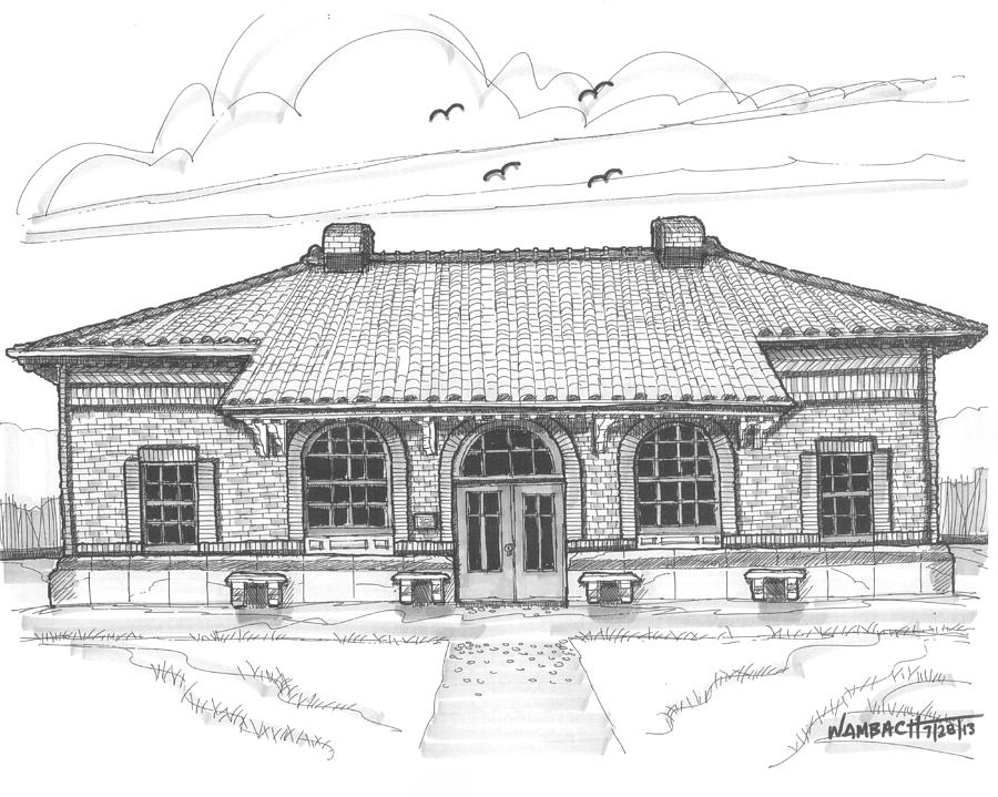 Hyde Park Historic Train Station Drawing by Richard Wambach