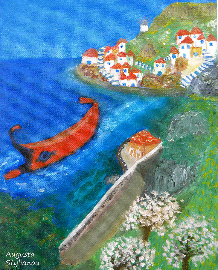 Hydra Island Painting by Augusta Stylianou
