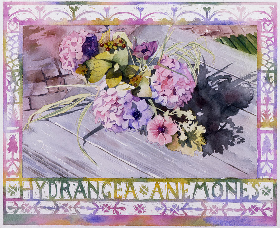 Typography Photograph - Hydrangea Anemones by MGL Meiklejohn Graphics Licensing