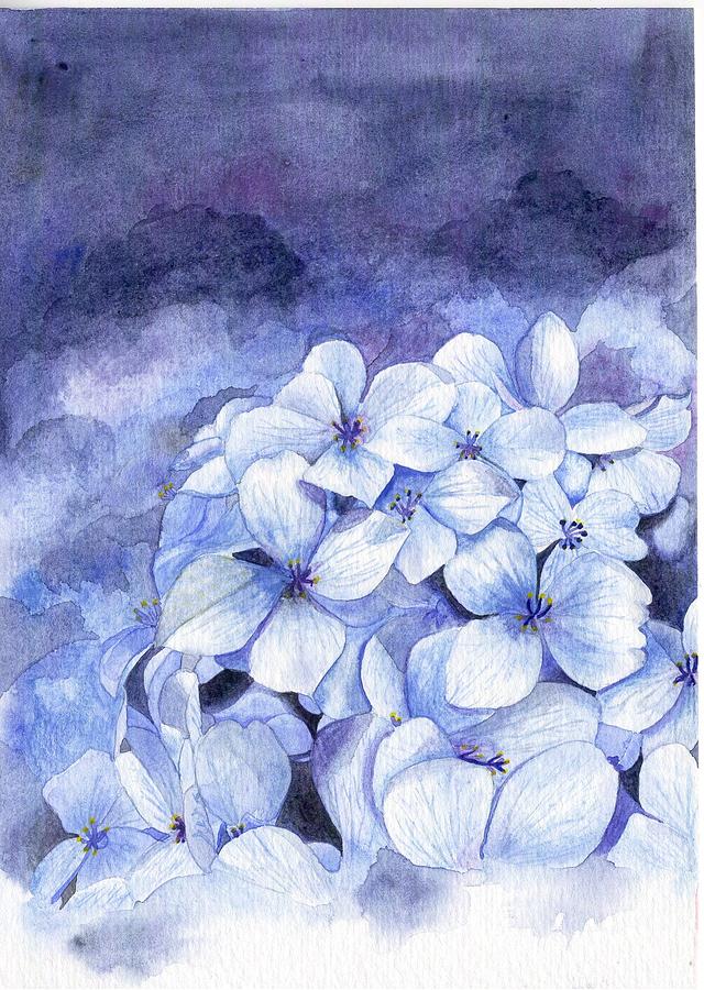 Flower Painting - Hydrangeas by Donlapak Chaithavorn