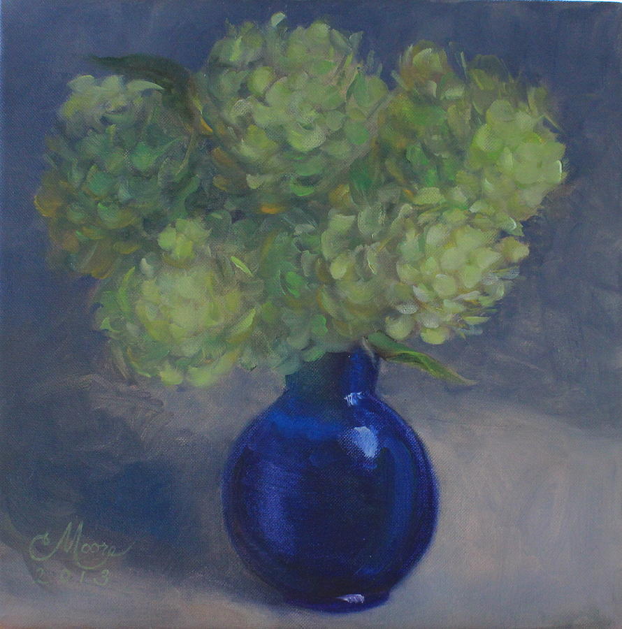 Hydrangeas In Blue Vase Painting By Camille Moore Pixels