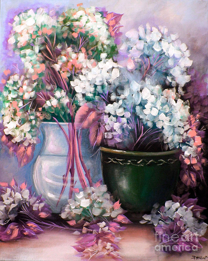 Hydrangeas Still Life Pink Painting by Bella Apollonia