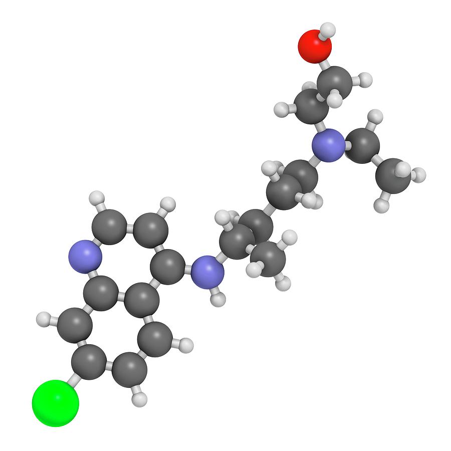 Malaria Photograph - Hydroxychloroquine Malaria Drug Molecule by Molekuul