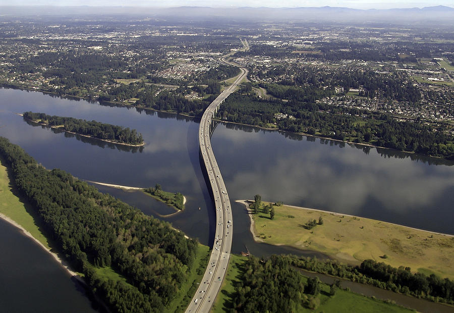 I-205 Glenn Jackson Bridge War Vetrans Memorial Freeway  Oregon Washington Photograph by Nwbob