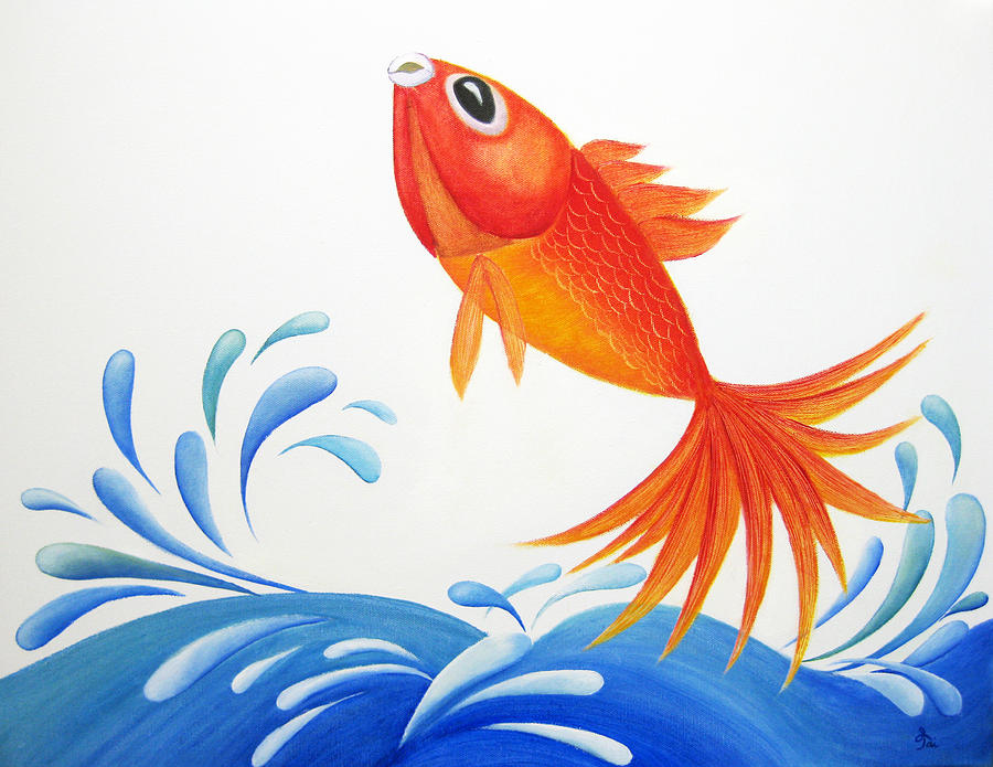 Fish Painting - I am back  by Oiyee At Oystudio