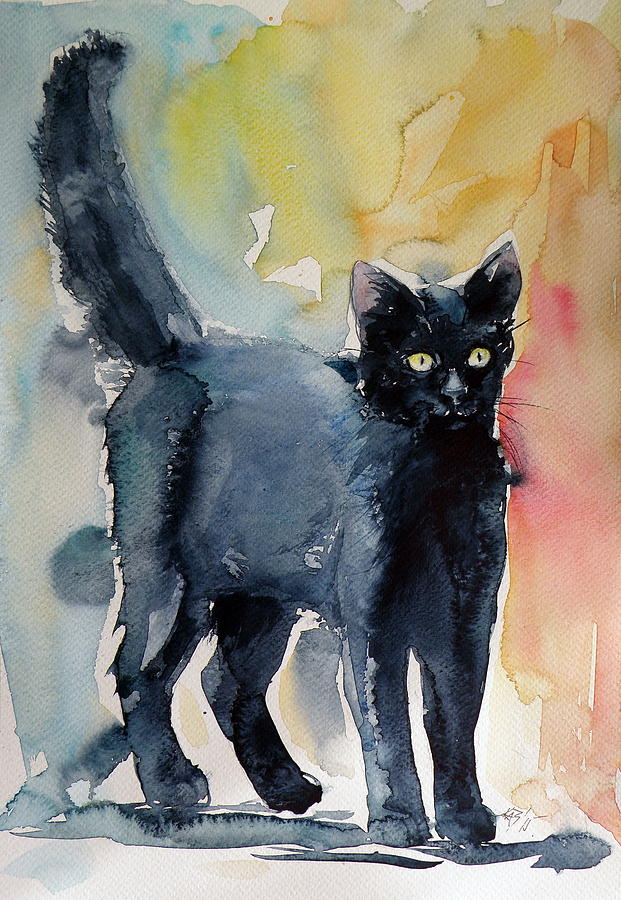 Cat Painting - I am here by Kovacs Anna Brigitta