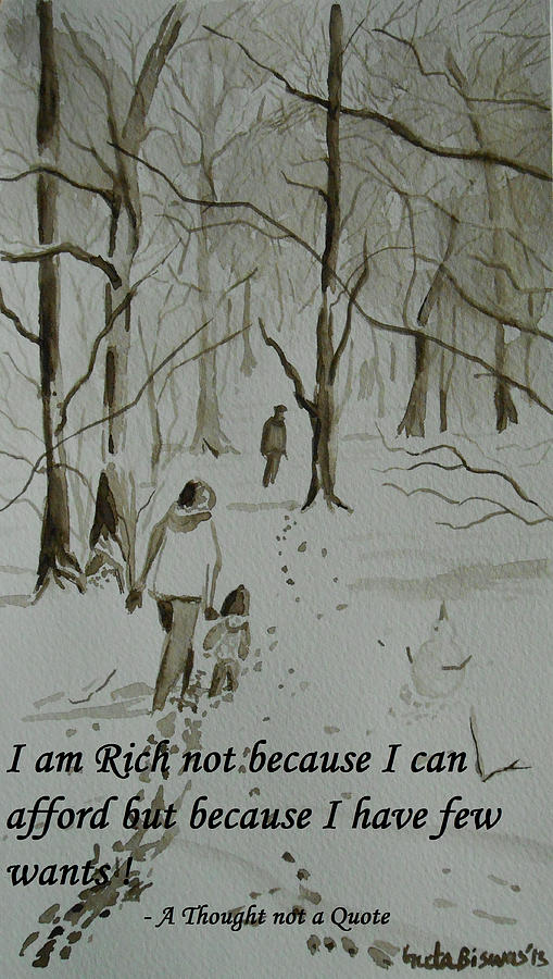 I am Rich - Monochrome-snow scene Painting by Geeta Yerra