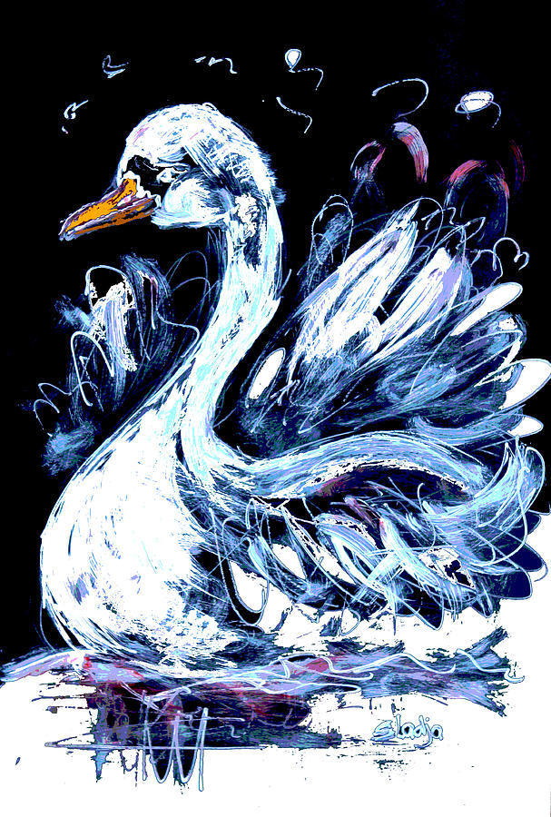 I am Swan Painting by Sladjana Lazarevic