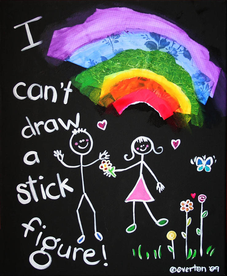I Cant Draw a Stick Figure Mixed Media Kids Room Painting Painting by Shelley Overton