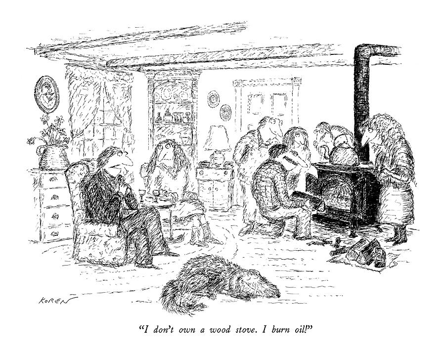 I Dont Own A Wood Stove. I Burn Oil Drawing by Edward Koren