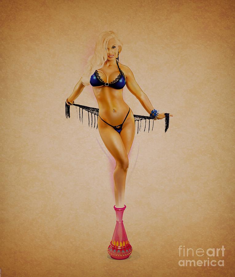 Pin-up in a bottle Digital Art by Brian Gibbs