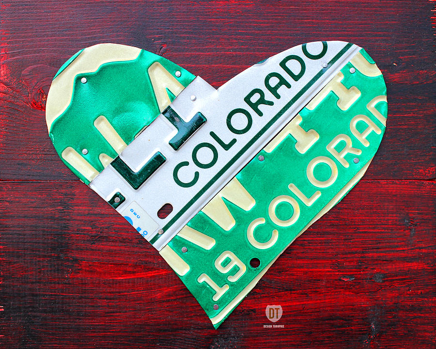 Vintage Mixed Media - I Heart Colorado License Plate Art by Design Turnpike