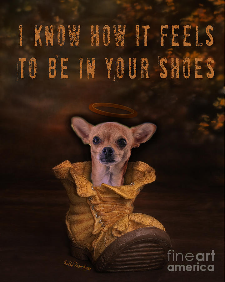 Dog Digital Art - I know how it feels to be in your shoes by Kathy Tarochione