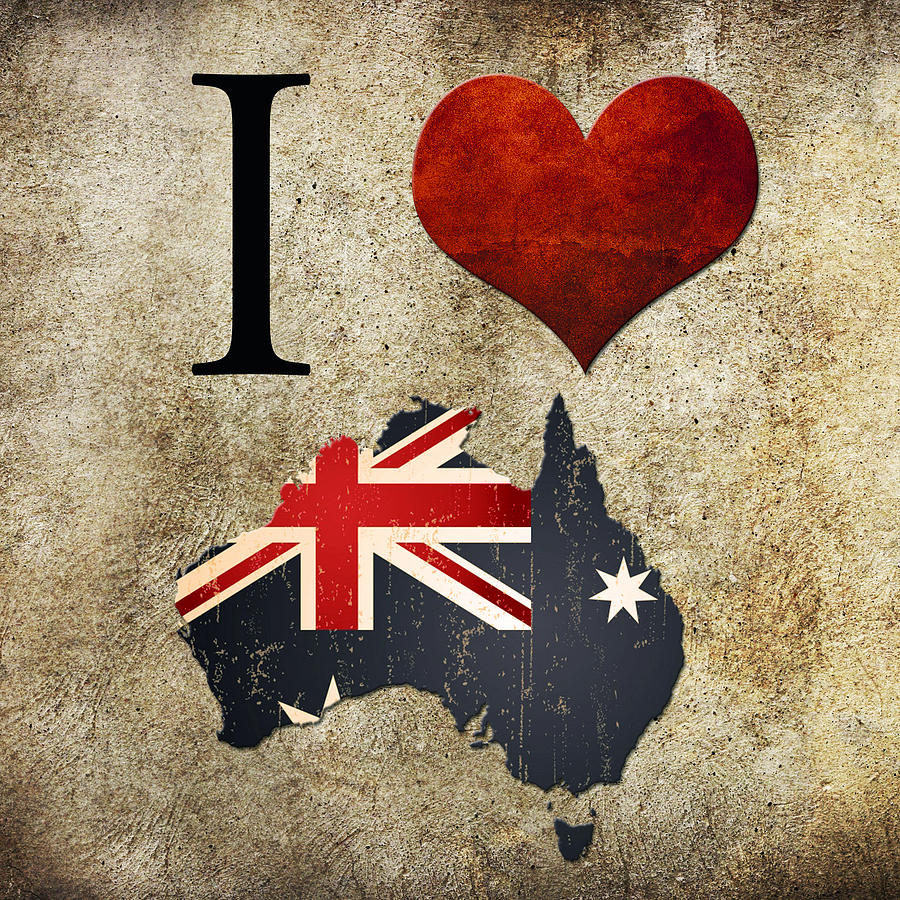 I Love Australia Digital Art By Gina Dsgn - Pixels