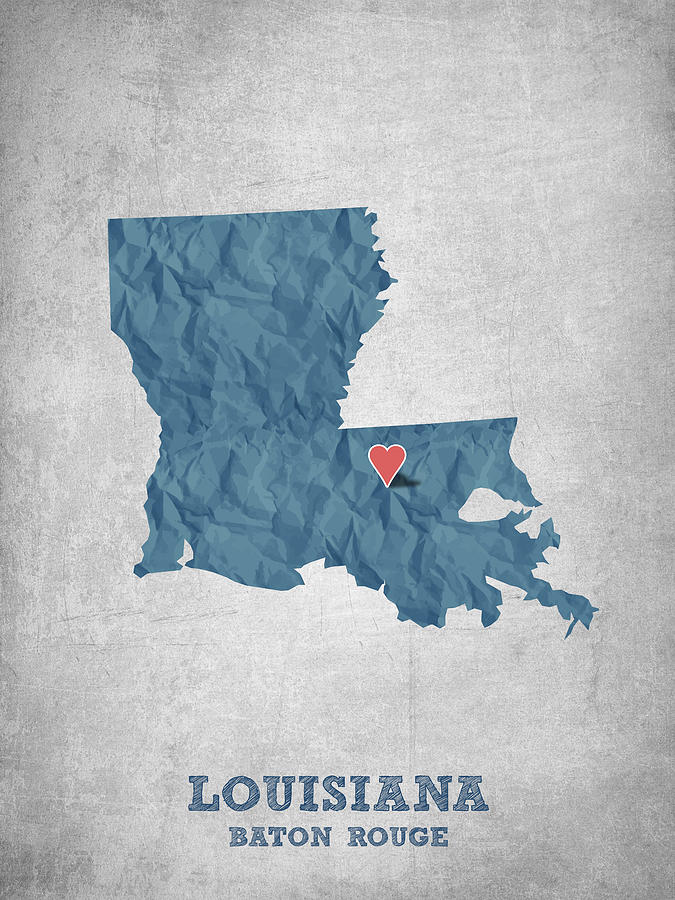 Baton Rouge Drawing - I love Baton Rouge Louisiana - Blue by Aged Pixel